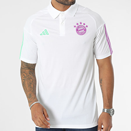 Adidas Sportswear - Polo FC Bayern Monaco IB1565 bianca a maniche corte a righe
