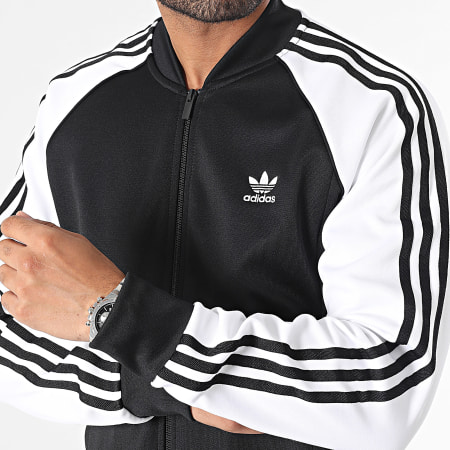 Adidas Originals - SST IK7025 Chaqueta negra blanca a rayas con cremallera