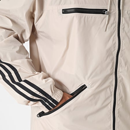 Adidas Originals - Coupe-Vent Zippé Capuche A Bandes Classics IM2107 Beige