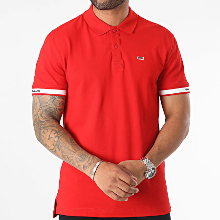Tommy Jeans - Polo Manches Courtes Classic Linear 7282 Rouge