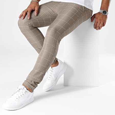 Classic Series - Pantaloni a quadri beige e taupe