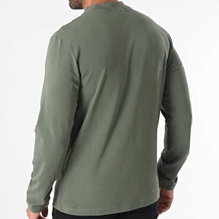 Calvin Klein - Tee Shirt Manches Longues Micro Logo Mock Neck 0179 Vert Kaki