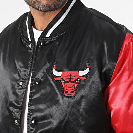 New Era - Veste Bomber NBA Chicago Bulls Satin 60416378 Noir Rouge