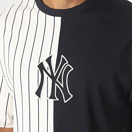 New Era - Tee Shirt MLB Half Striped New York Yankees 60416312 Beige Noir