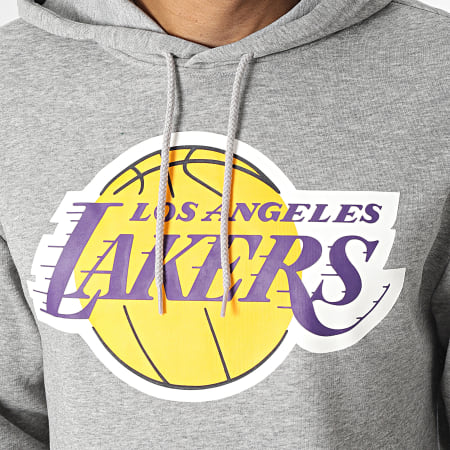 New Era - Sudadera con capucha a rayas NBA Colour Block Los Angeles Lakers 60416367 Heather Grey
