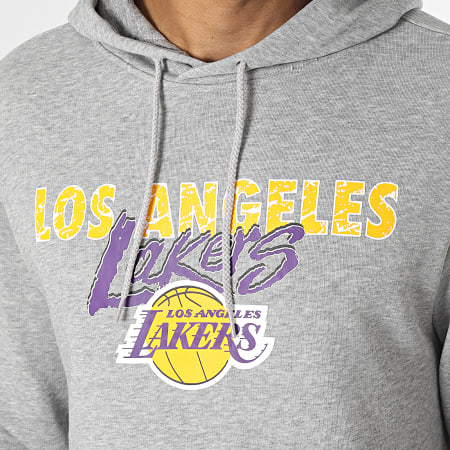 New Era - Sudadera con capucha Team Script Los Angeles Lakers 60416449 Gris jaspeado