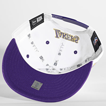 New Era - Casquette Snapback 9Fifty White Crown Patch Los Angeles Lakers Blanc Violet