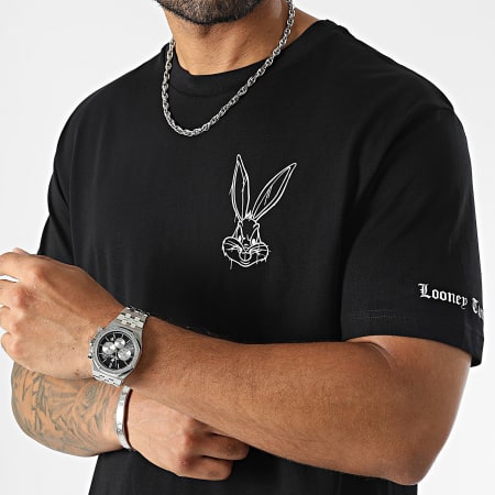 Looney Tunes - Camiseta Oversize Large Angry Bugs Bunny Negro Blanco