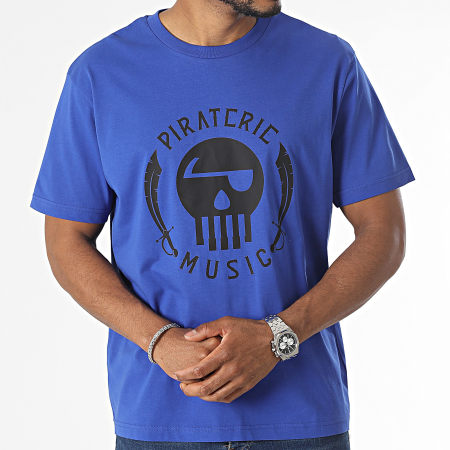 Piraterie Music - Maglietta oversize con logo grande blu reale