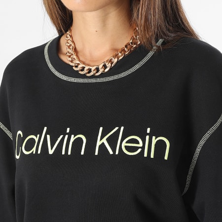 Calvin Klein - Sudadera de cuello redondo para mujer QS7012E Negro