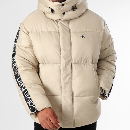 Calvin Klein - Abrigo de rayas con capucha 4073 Beige
