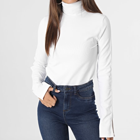Calvin Klein - 2014 Maglietta bianca a maniche lunghe da donna con collo a dolcevita