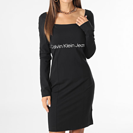 Calvin Klein - Vestido de mujer de manga larga 1989 Negro