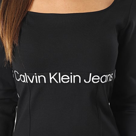 Calvin Klein - Vestido de mujer de manga larga 1989 Negro