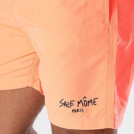 Sale Môme Paris - Short De Bain Script Orange Fluo