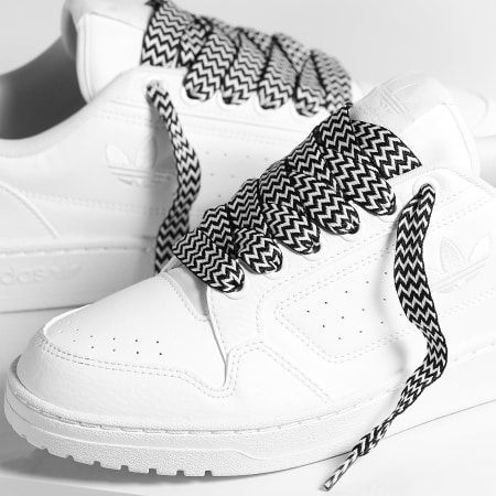Adidas Originals - Zapatillas NY 90 Cloud White Core Black x Superlaced grandes cordones blancos y negros