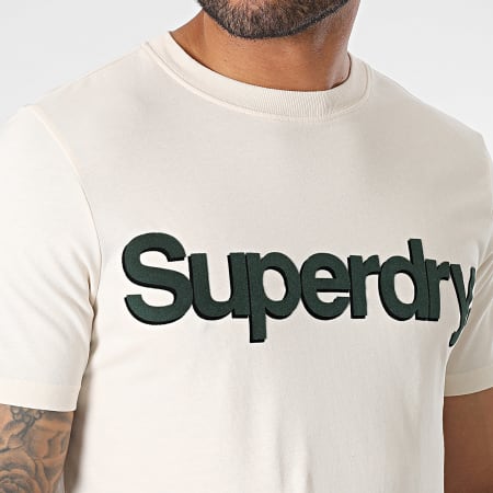 Superdry - Tee Shirt Logo Classic M1011754A Beige Vert Kaki