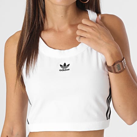 Adidas Originals - Camiseta de tirantes a rayas para mujer IC6061 Blanco