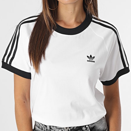 Adidas Originals - Tee Shirt A Bandes Femme 3 Stripes IL3869 Blanc