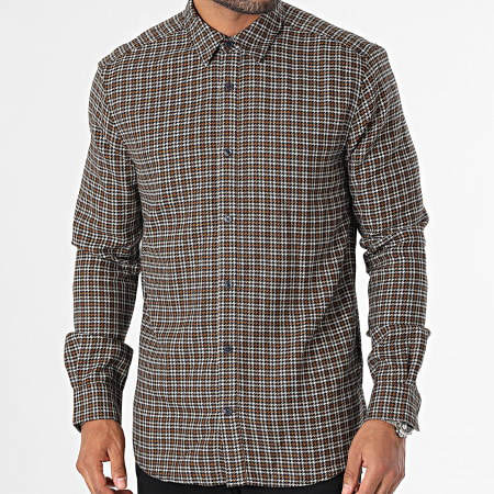 Only And Sons - Chemise Manches Longues A Carreaux Tevin Marron