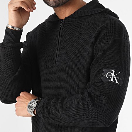 Calvin Klein Pull Capuche Col Zippe 3985 Noir LaBoutiqueOfficielle