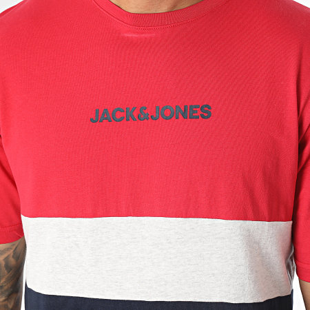 Jack And Jones - Tee Shirt Reid Blocking Rouge Bleu Marine