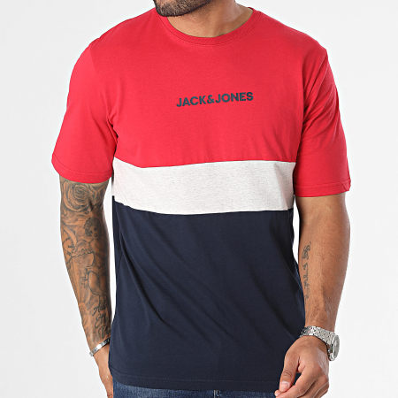 Jack And Jones - Maglietta con blocco Reid Rosso Navy