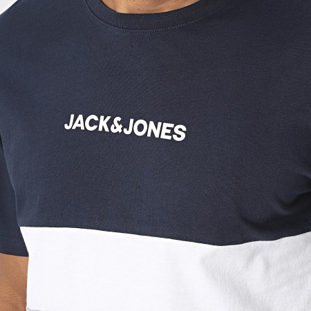 Jack And Jones - Tee Shirt Reid Blocking Bleu Marine Gris
