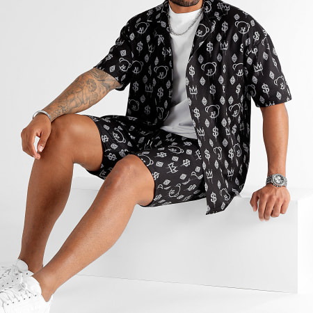Teddy Yacht Club - Set camicia oversize e pantaloncini da jogging Maison de Couture 0051 0056 Nero