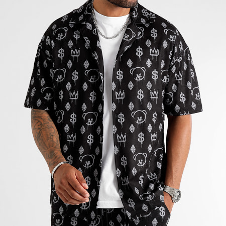Teddy Yacht Club - Conjunto de camisa oversize y pantalón corto Maison de Couture 0051 0056 Negro