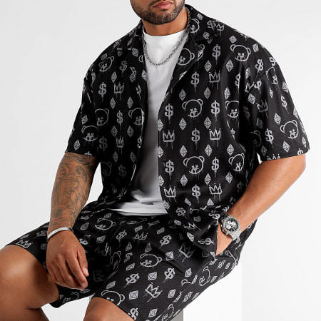 Teddy Yacht Club - Conjunto de camisa oversize y pantalón corto Maison de Couture 0051 0056 Negro