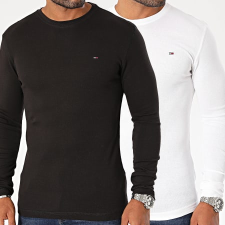 Tommy Hilfiger - Pack De 2 Camisetas De Manga Larga Original Rib 4409 Blanco Negro