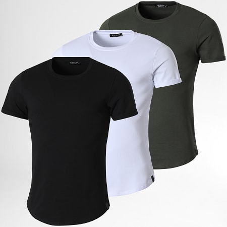 Uniplay - Set di 3 magliette nere, bianche, verdi e kaki