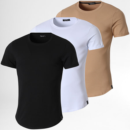 Uniplay - Lot De 3 Tee Shirts Noir Blanc Camel
