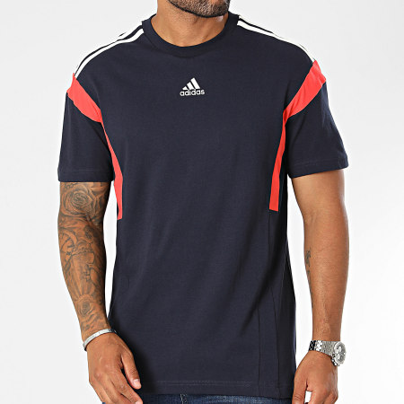 Adidas Sportswear - CB Maglietta a righe IP2239 blu navy