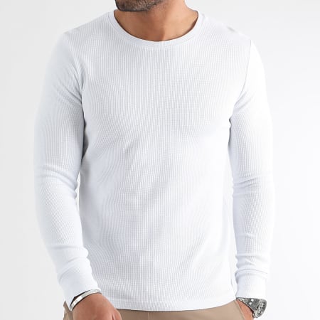 LBO - Camiseta de manga larga con textura de gofre 3065 Blanco