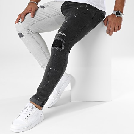 2Y Premium - Jeans slim bicolore grigio chiaro Grigio antracite
