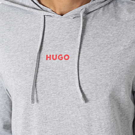 HUGO - Felpa con cappuccio Linked 50505110 Grigio scuro