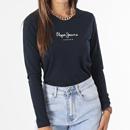 Pepe Jeans - Tee Shirt Manches Longues Femme New Virginia Bleu Marine