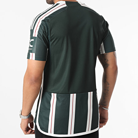Adidas Sportswear - Maillot A Bandes Manchester United HR3675 Vert Kaki Blanc