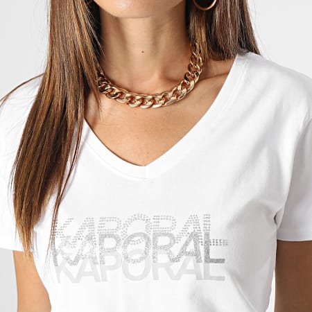 Kaporal - Tee Shirt Col V Femme Lea Blanc