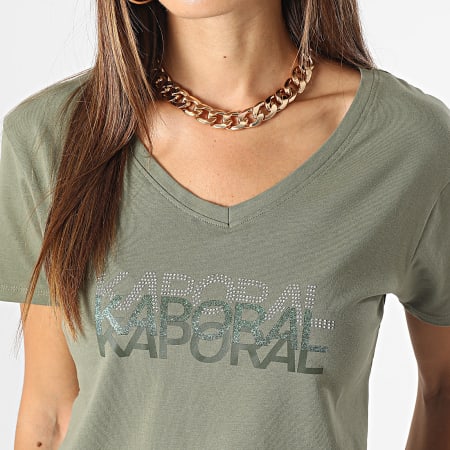 Kaporal - Camiseta Lea de mujer con cuello en V Verde caqui