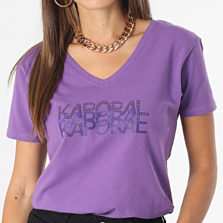 Kaporal - Tee Shirt Col V Femme Lea Violet