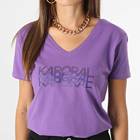 Kaporal - Tee Shirt Col V Femme Lea Violet