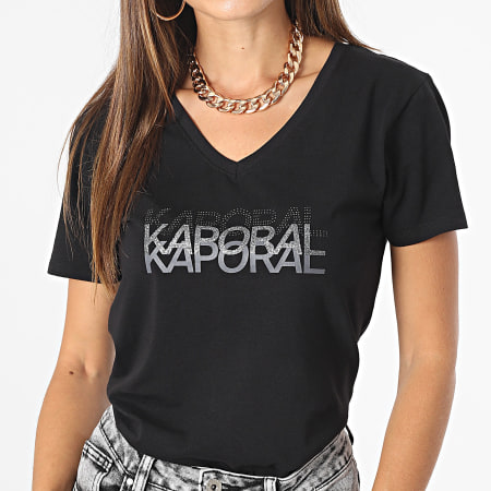 Kaporal - Camiseta Lea cuello pico Mujer Negro