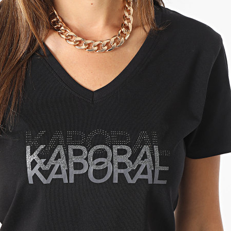 Kaporal - Tee Shirt Col V Femme Lea Noir