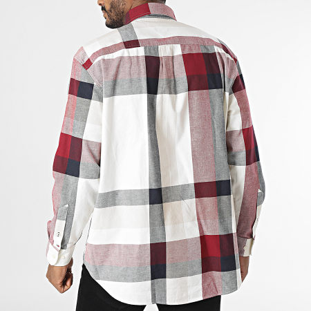 Tommy Hilfiger - Camicia a quadri Global Stripes 1833 Bianco Rosso