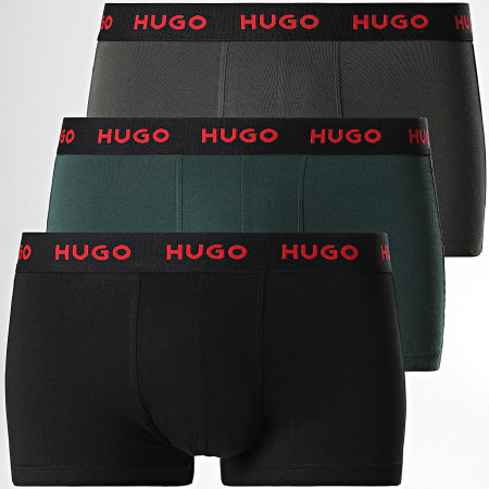 HUGO - Set di 3 boxer 50469766 nero verde