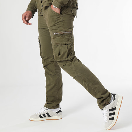 LBO - Verde caqui 0432 Conjunto de chaqueta y pantalón cargo a presión
