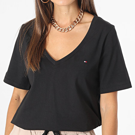 Tommy Jeans - Tee Shirt Col V Femme Modern Regular 9781 Noir